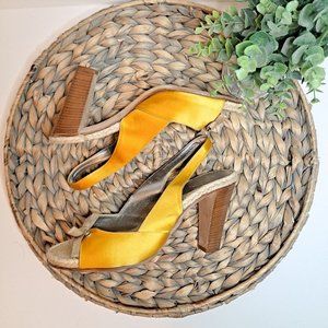 J. Crew Collection Yellow Satin Heels Slingback 9